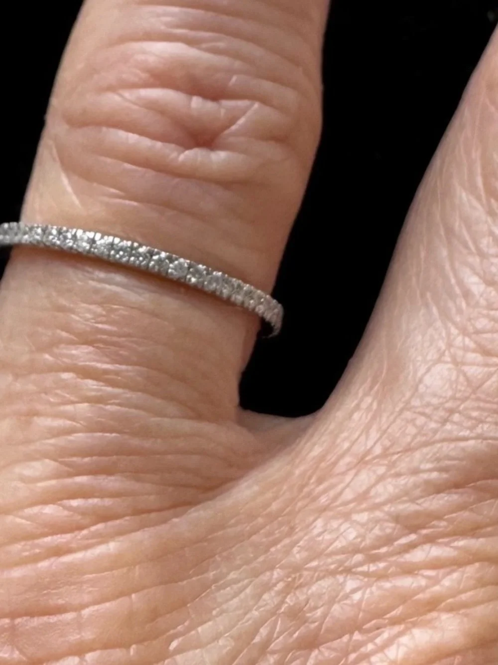 Etsy Round Cut Colorless Moissanite Pave Wedding Band In 14K White Gold